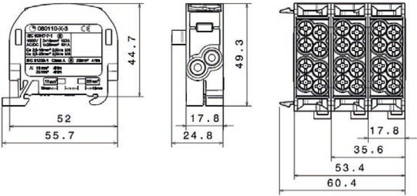 Blok rozdzielczy odgałęźny SCB 25 Al/Cu 80110 SIMBLOCK, zielony 81501005