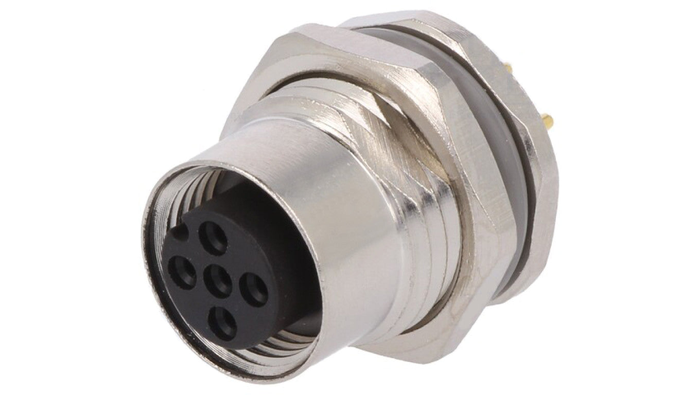 Złącze okrągłe M12 żeńskie proste montaż THT 5-PIN 60V T4141012051-000