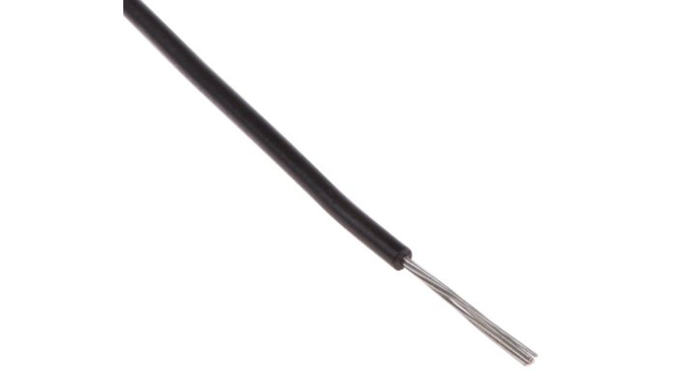 Przewód jednożyłowy linkowy, Przewód instalacyjny, 0,08 mm², 7/0,12 mm, 28 AWG, XLPVC, 150 V, Czarny, dł. 100m, RS PRO