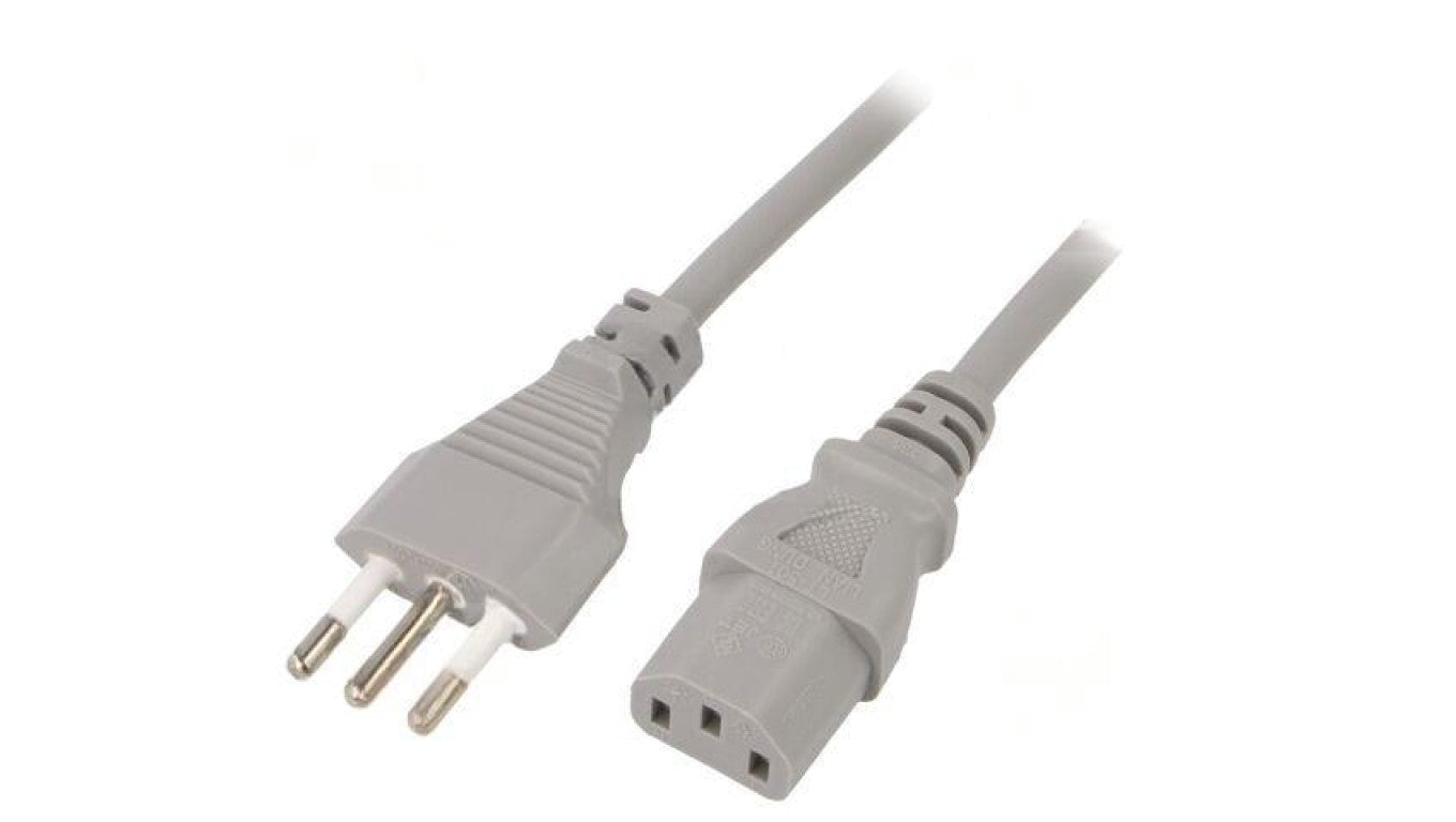 Kabel: 3x1mm2, CEI 23-50 (L) wtyk,IEC C13 żeński, 3m LT-319+501 H05VV-F 3X1.0 GRAY 3M