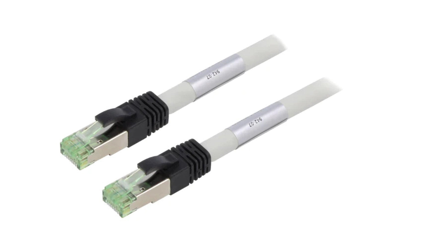 Patch cord S/FTP Cat 8 linka Cu LSZH szary 250mm 24AWG 55134