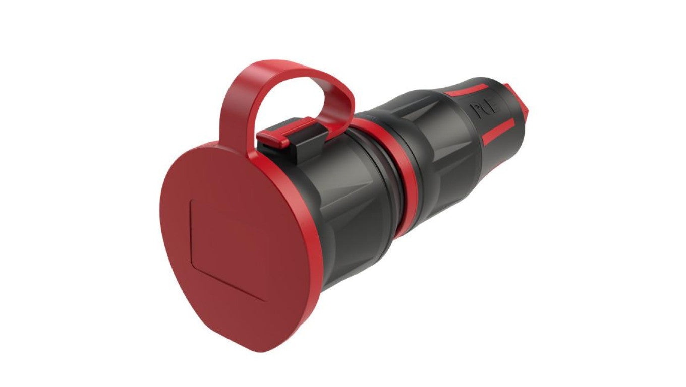Gniazdo prądowe gumowe z klapką 2P+Z 16A 230V przenośne IP54 TOPTAURUS2 PCE na kabel czarne