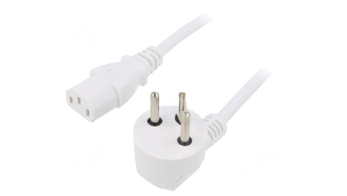 Kabel: 3x1mm2, IEC C13 żeński,IS1-16P (H) wtyk kątowy, 1,8m LT-605+501 H05VV-F 3X1.0 WHT 1.8M