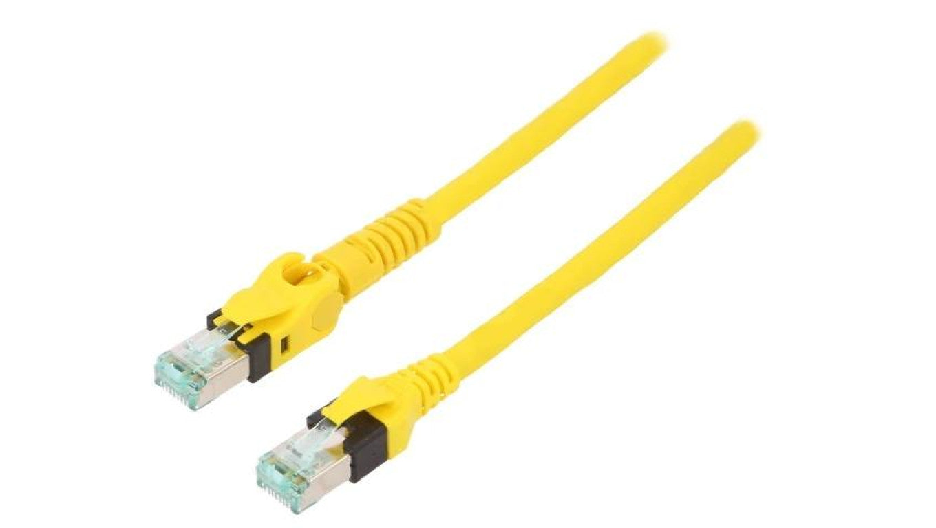 Patch cord S/FTP 6a linka Cu PUR żółty 1m 27AWG Żyły: 8 09488447745010