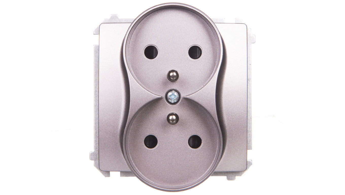 Simon Basic Gniazdo podwójne z/u 16A, 250 V stal inox BMGZ2Mz.01/21