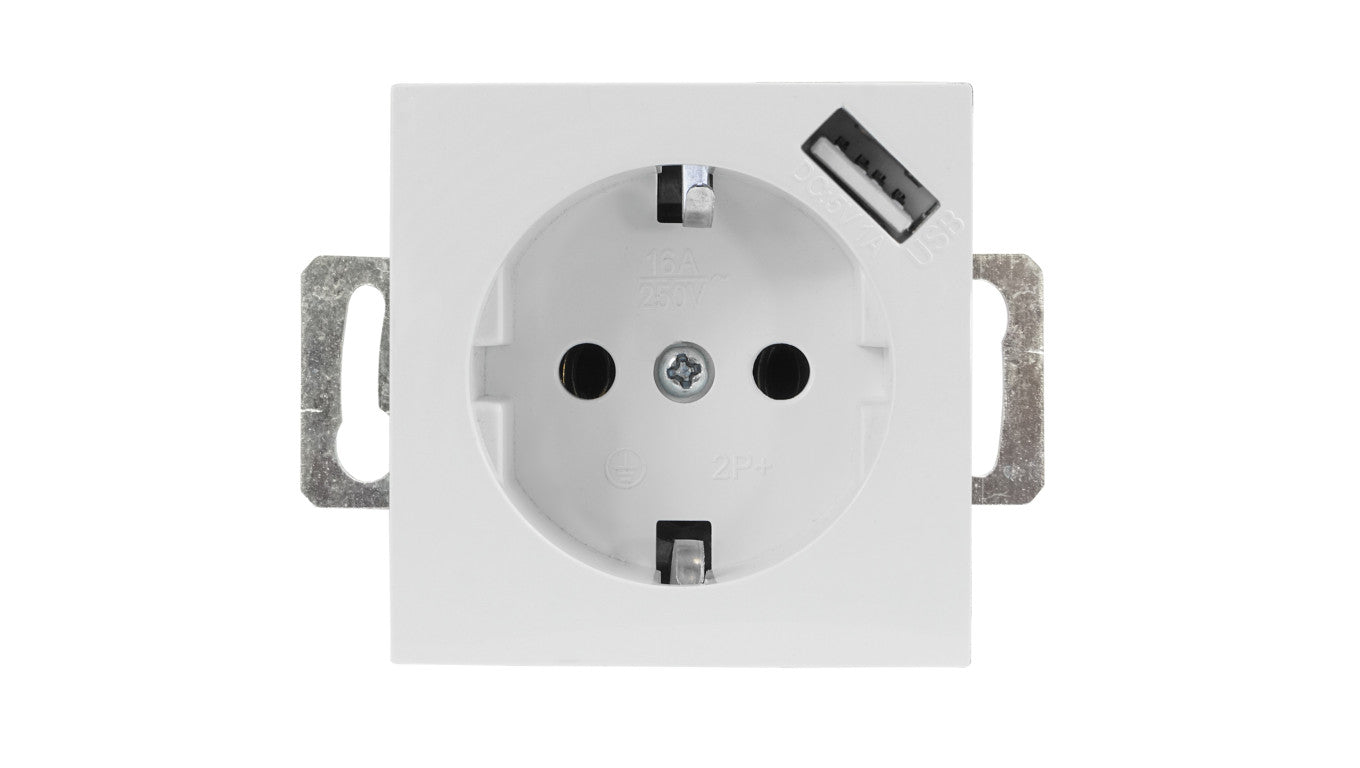 QUADRA Gniazdo SCHUKO +USB białe