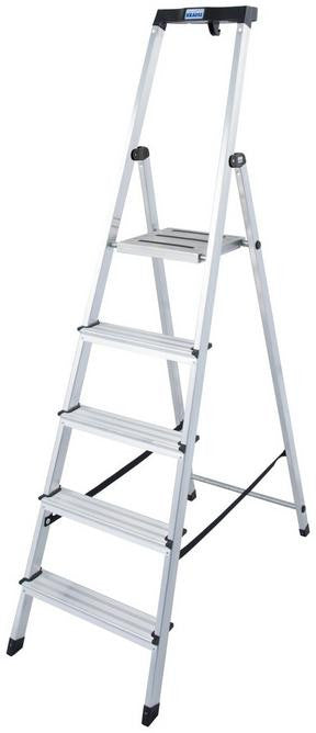 Drabina aluminiowa jednostronna Krause SAFETY 1x5 z półką 126337