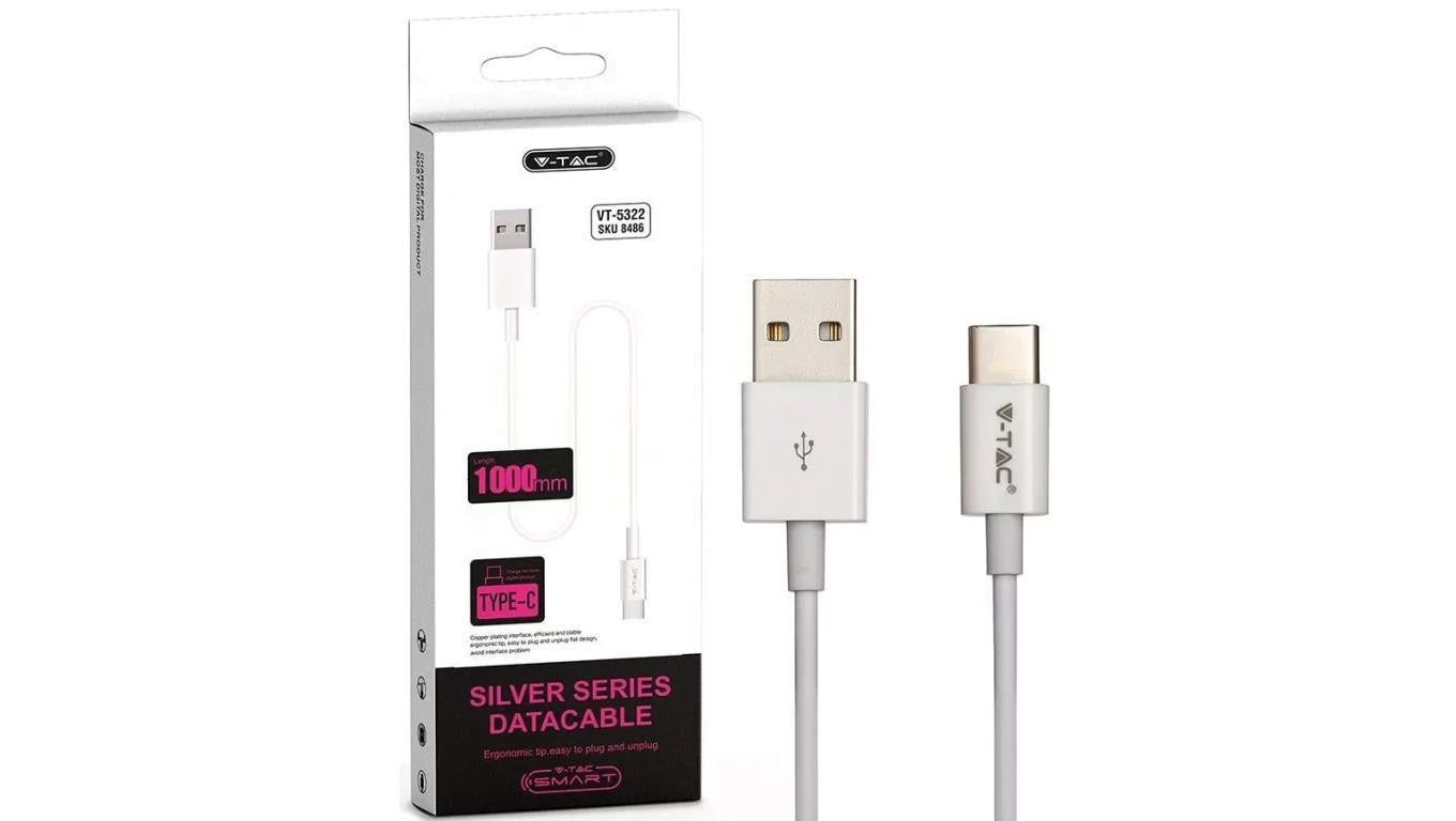 Kabel USB 2.0 typ-C / A (wtyk / wtyk) 1A biały 1m VT-5322 V-TAC