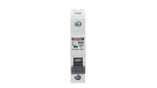 Wyłącznik nadprądowy 1P B 6A 4,5kA AC SCHELINGER A02-G7-1P-B06