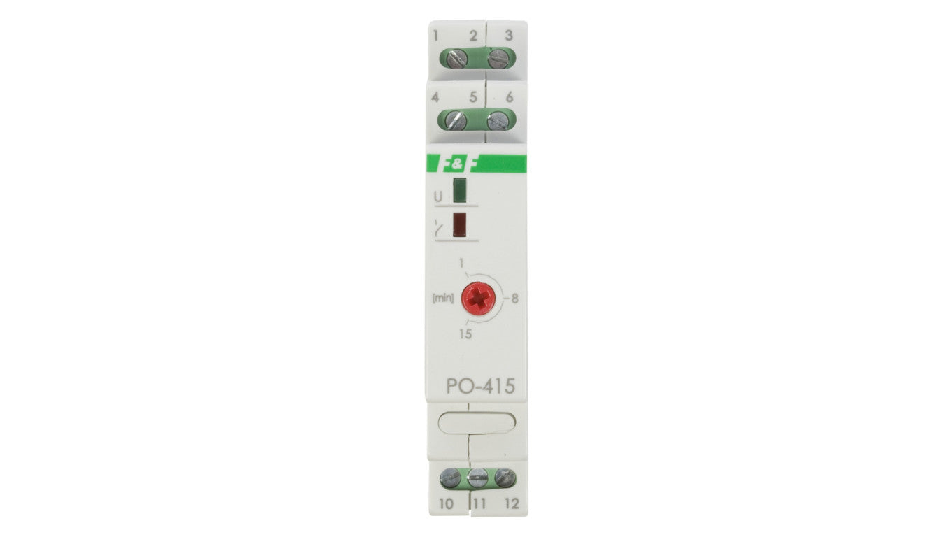 Przekaźnik czasowy 1P 10A 1-15min 230V AC opóźnione odpadanie PO-415 230V