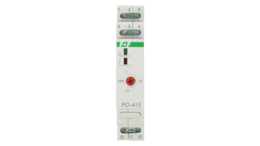 Przekaźnik czasowy 1P 10A 1-15min 230V AC opóźnione odpadanie PO-415 230V