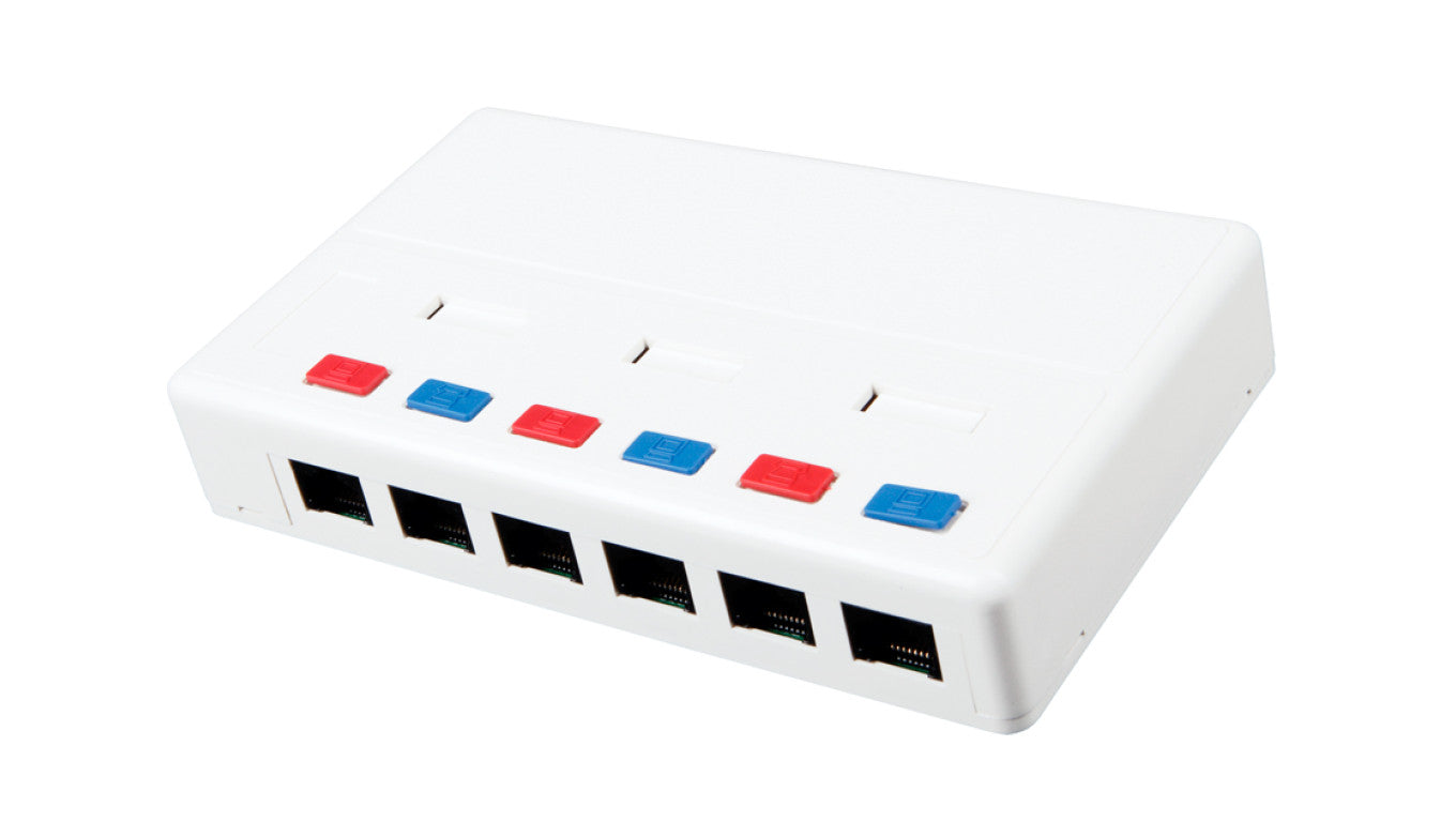 Gniazdko wieloportowe Solarix CAT5E UTP 6 x RJ45 biały SX6-5E-UTP-WH