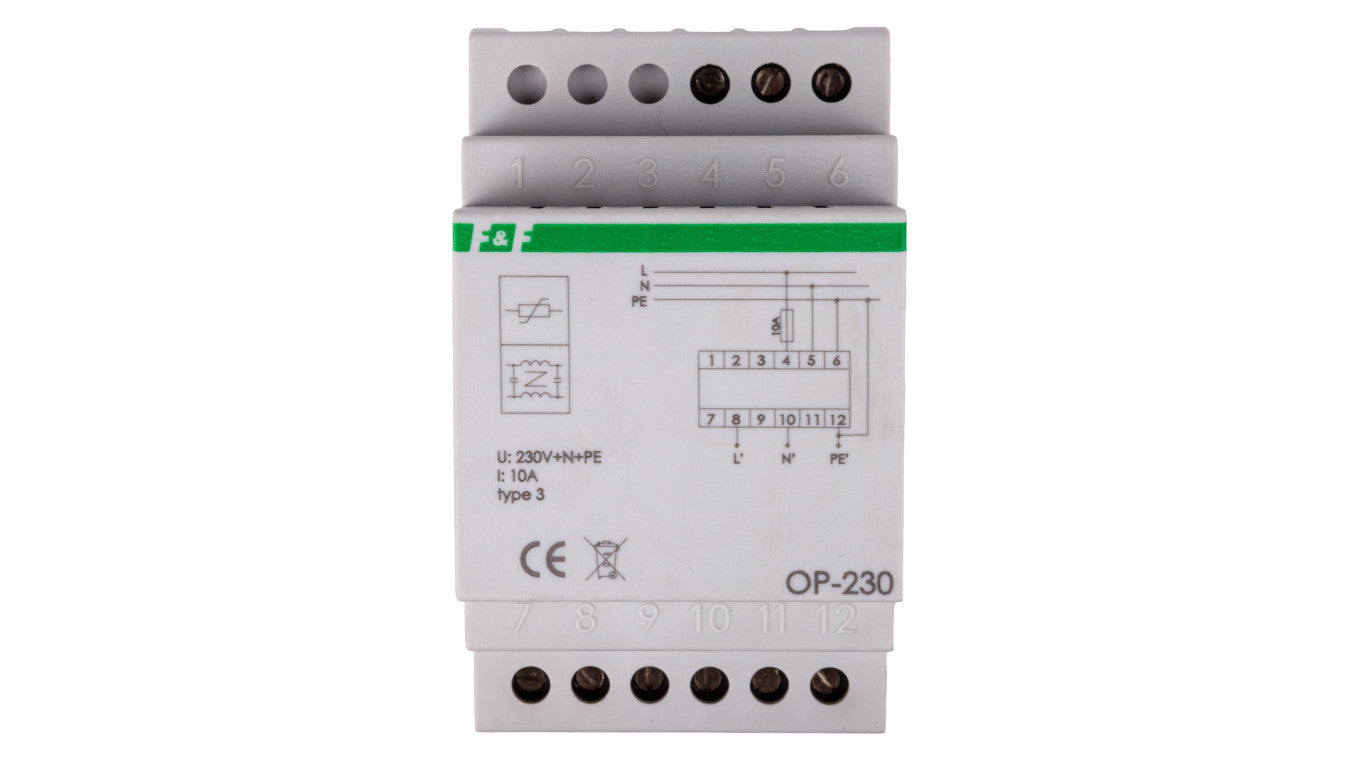 Ogranicznik przepięć Typ T3 z potrójnym filtrem przeciwzakłóceniowym 2P 1kV OP-230