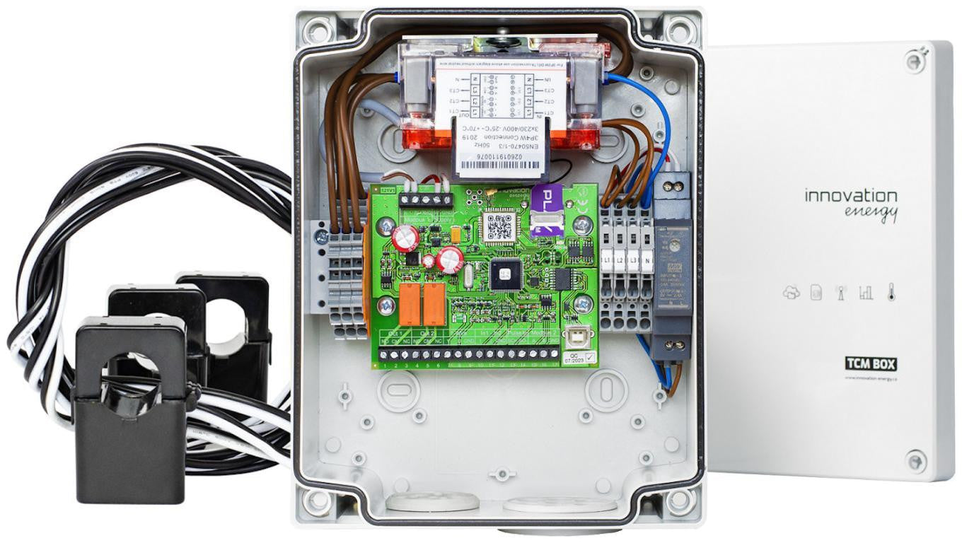 Monitor energii elektrycznej TCM BOX 1P z kartą SIM i trzema przekładnikami 150-24