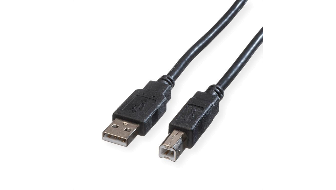ROLINE USB 2.0 Kabel, Type A-B, Type A-B, zwart, 3 m
