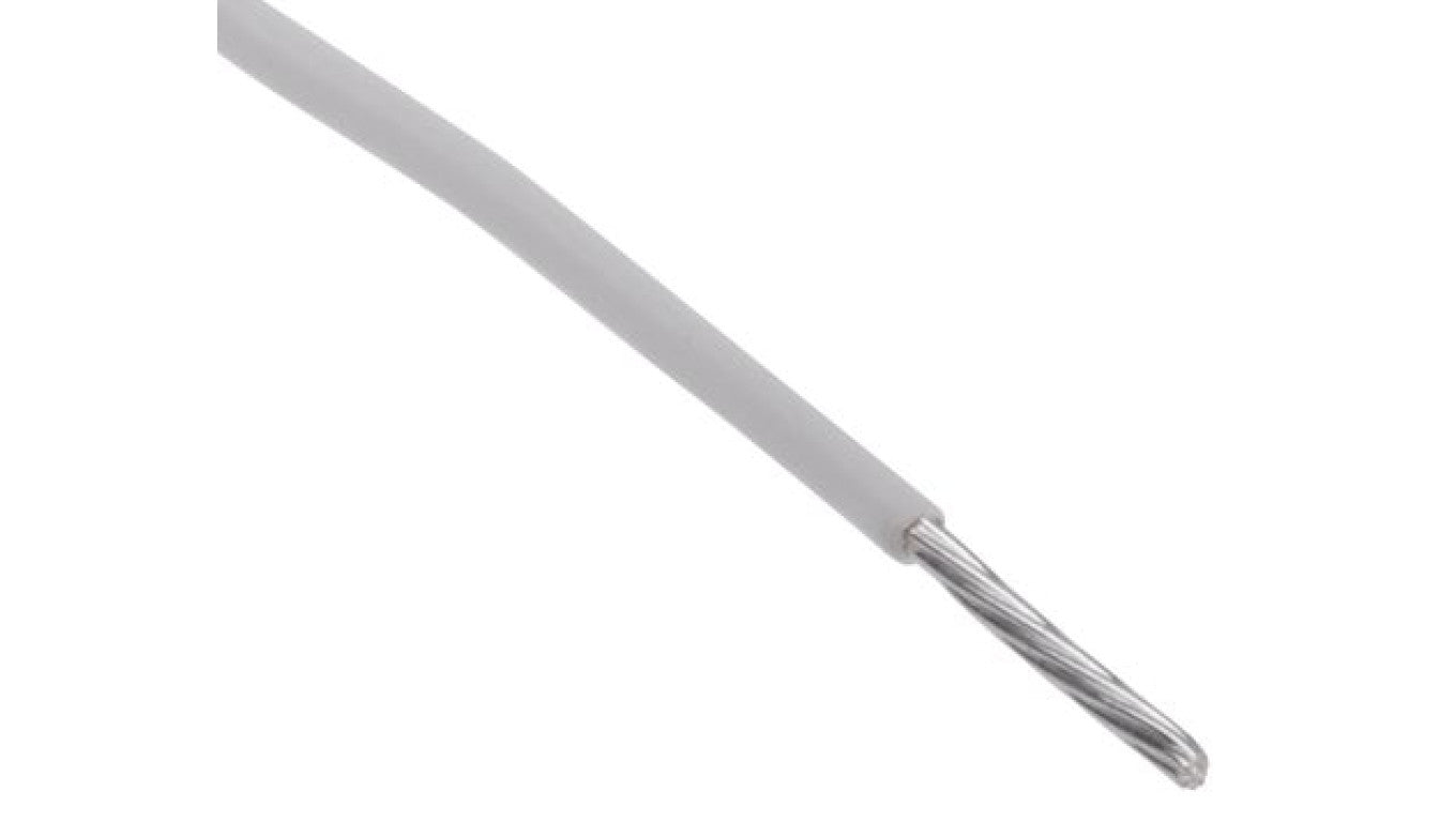 Przewód do urządzeń PTFE PTFE Biały, 25m 0,12 mm² 7/0,15 mm, 300 V, -75 → +200C, Ø 0.8mm, RS PRO BS3G210