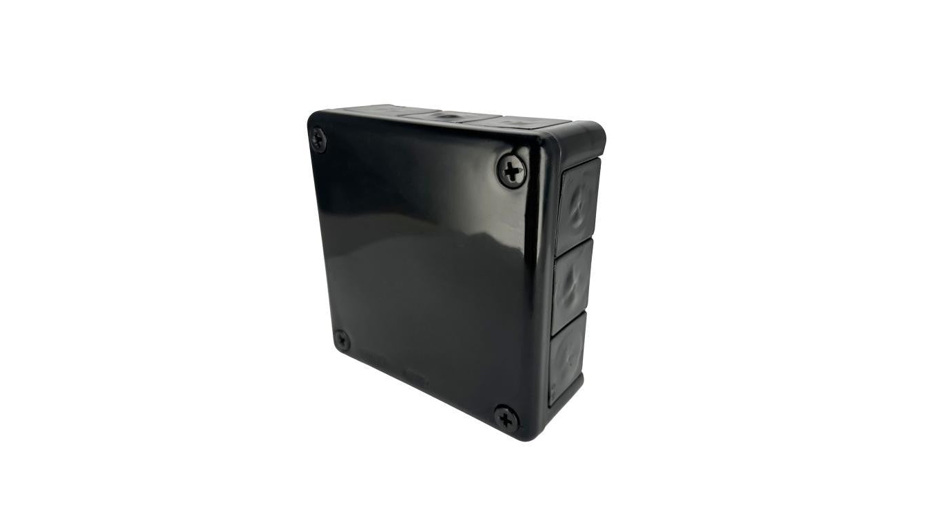 Puszka hermetyczna natynkowa 118x118x46mm 12-wlotowa, z dławikami gumowymi, IP55 zamknięcie na wkręty, czarna EDO