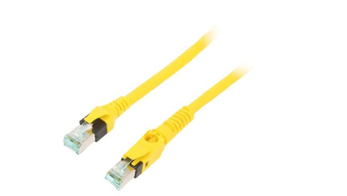 Patch cord S/FTP 6a linka Cu PUR żółty 3m 27AWG Żyły: 8 09488447745030