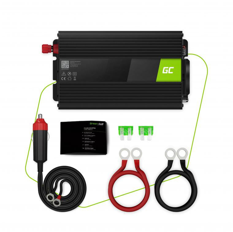 PRZETWORNICA NAPIĘCIA Green Cell 12V / 230V 500W/1000W MODYFIKOWANA SINUSOIDA