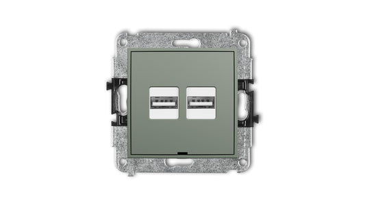 MINI Mechanizm ładowarki USB podwójnej 2xUSB A, 15,5W max., 5V, 3.1A, bez pola opisowego szałwiowy 61MCUSBBO-6