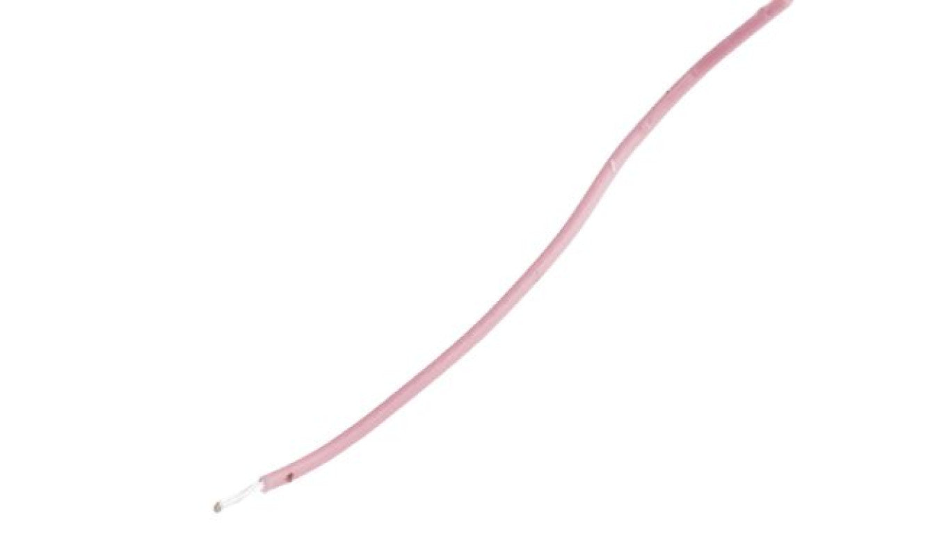 Przewód do urządzeń PTFE PTFE Różowy, 100m 0,22 mm² 7/0,2 mm, 600 V, -75 → +200C, Ø 1.2mm, RS PRO BS3G210