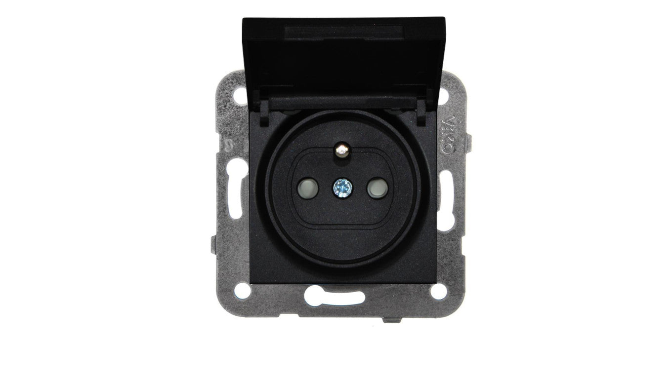 Panasonic NOVELLA Gniazdo z klapką IP44 z/u czarne 92105570M