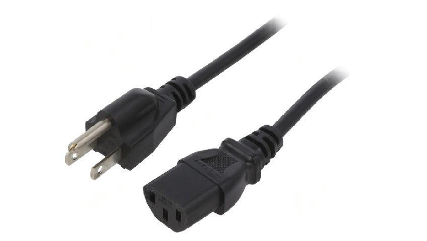 Kabel: 3x18AWG, IEC C13 żeński,NEMA 5-15 (B) wtyk, 2m, 10A LT-202+501 SVT 18/3 105C BLK 2.0M