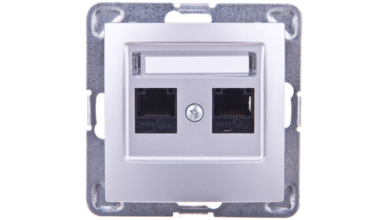 IMPRESJA Gniazdo komputerowe podwójne RJ45 kat.5e MMC srebrne GPK-2Y/K/m/18