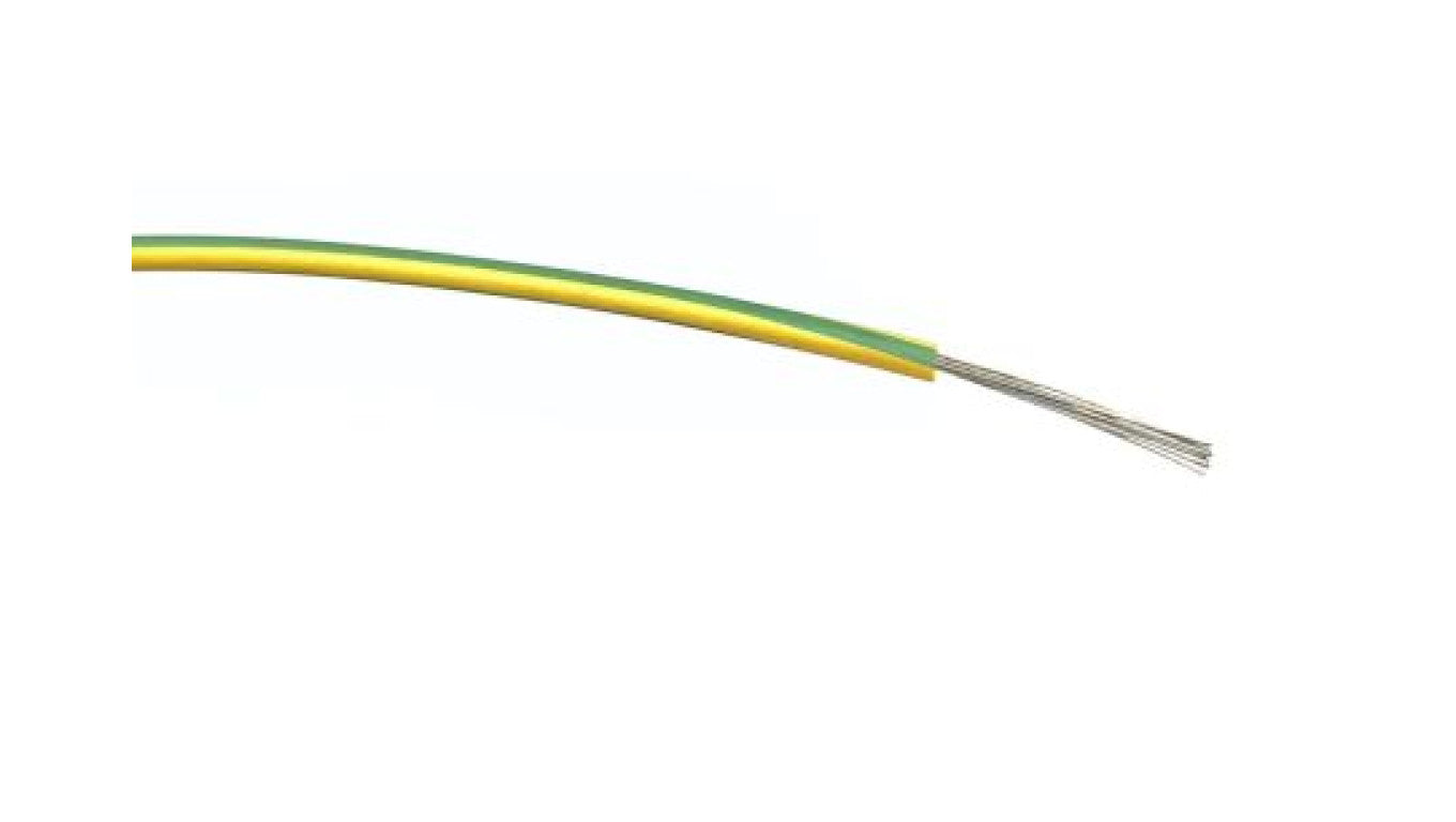 Przewód jednożyłowy linkowy, 0,2 mm², 16/0,2 mm, 24 AWG, PVC, 1 kV AC, Zielony/Żółty, dł. 500m, RS PRO
