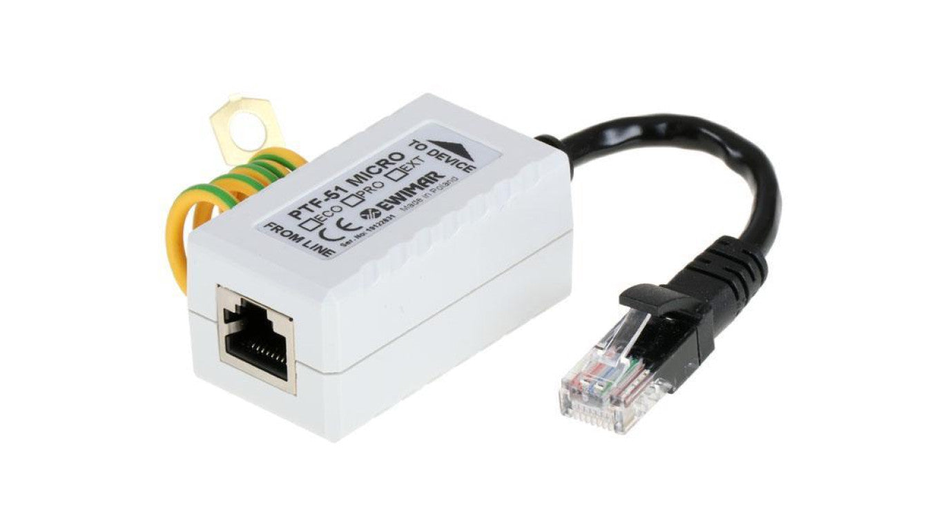 Miniaturowy ogranicznik przepięć do ochrony sieci LAN, EWIMAR PTF-51-ECO/PoE/Micro