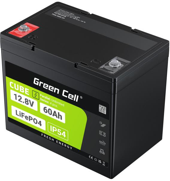 AKUMULATOR LITOWO-ŻELAZOWO-FOSFORANOWY LiFePO4 Green Cell Cube 12.8V 60Ah LFPGC12V60AH