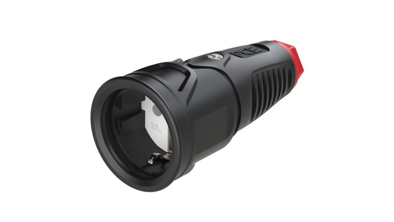 Gniazdo prądowe gumowe 2P+Z 16A 230V Schuko przenośne IP20 TAURUS2 PCE na kabel czarne