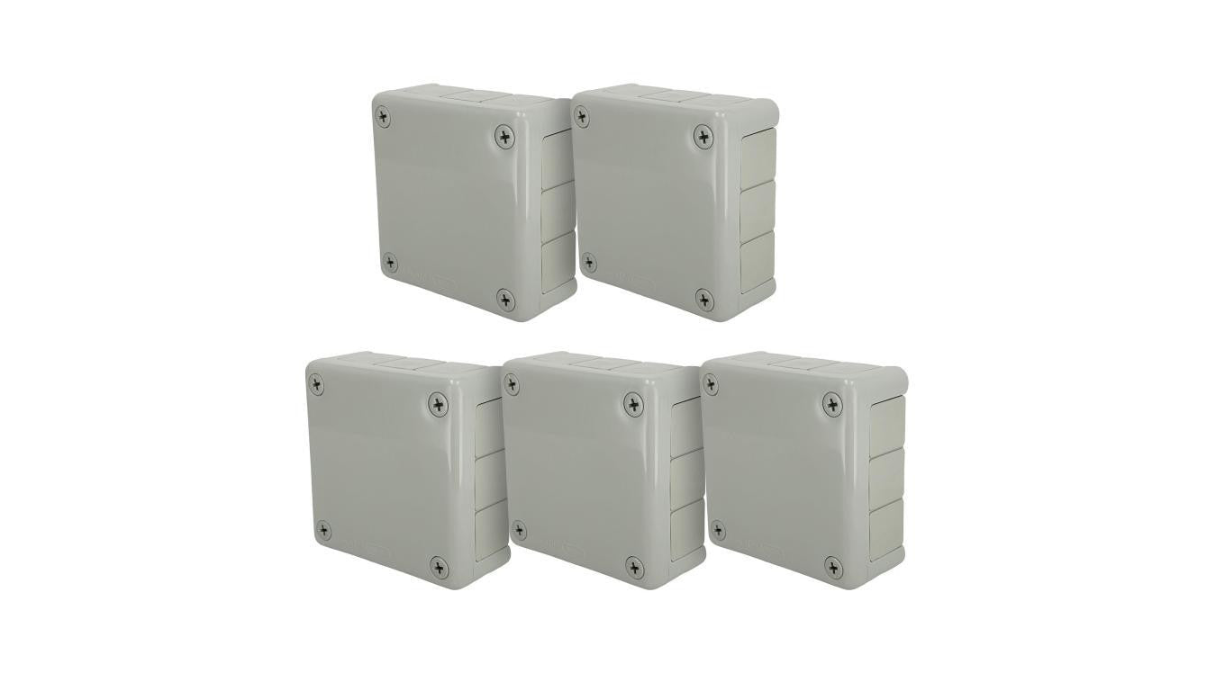Puszka hermetyczna natynkowa 118x118x46mm 12-wlotowa, z dławikami gumowymi, IP55 zamknięcie na wkręty, szara EDO 5szt