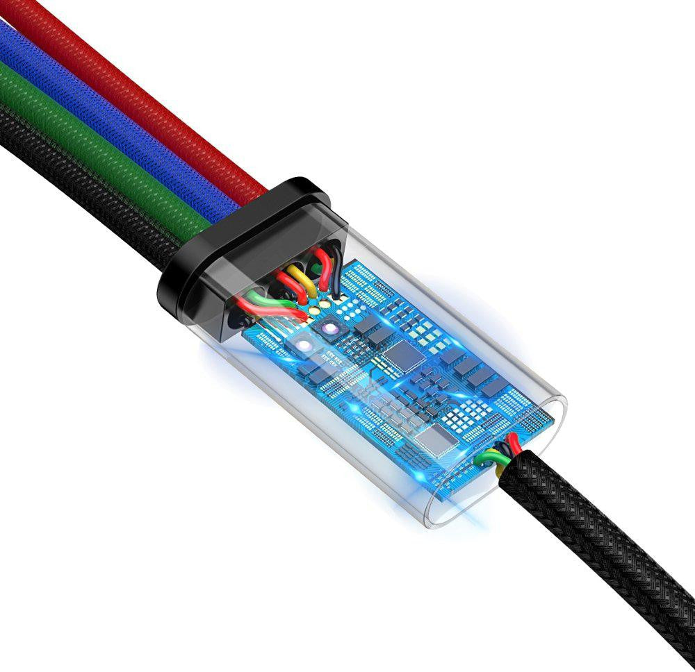 KABEL 4w1 USB-A / Lighting iPhone 2x USB-C micro-USB Baseus Cafule CA1T4-B01 1.2m 3.5A W OPLOCI