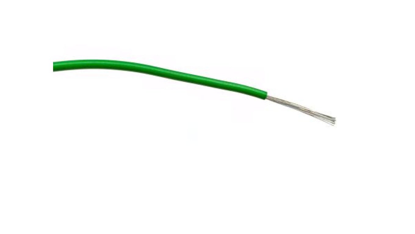Przewód jednożyłowy linkowy, 1 mm², 32/0,2 mm, 18 AWG, PVC, 1,5 kV AC, Zielony, dł. 100m, RS PRO