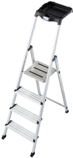 Drabina aluminiowa jednostronna Krause SECURY MultiGrip 1x4 z półką 126528