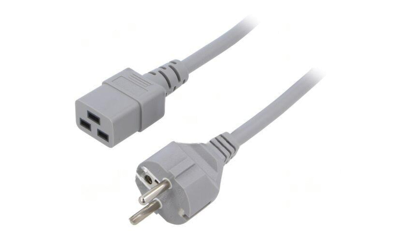 Kabel: 3x1,5mm2, CEE 7/7 (E/F) wtyk,IEC C19 żeński, 5m, 16A LT312+549 3X1.5 5.0M GRY