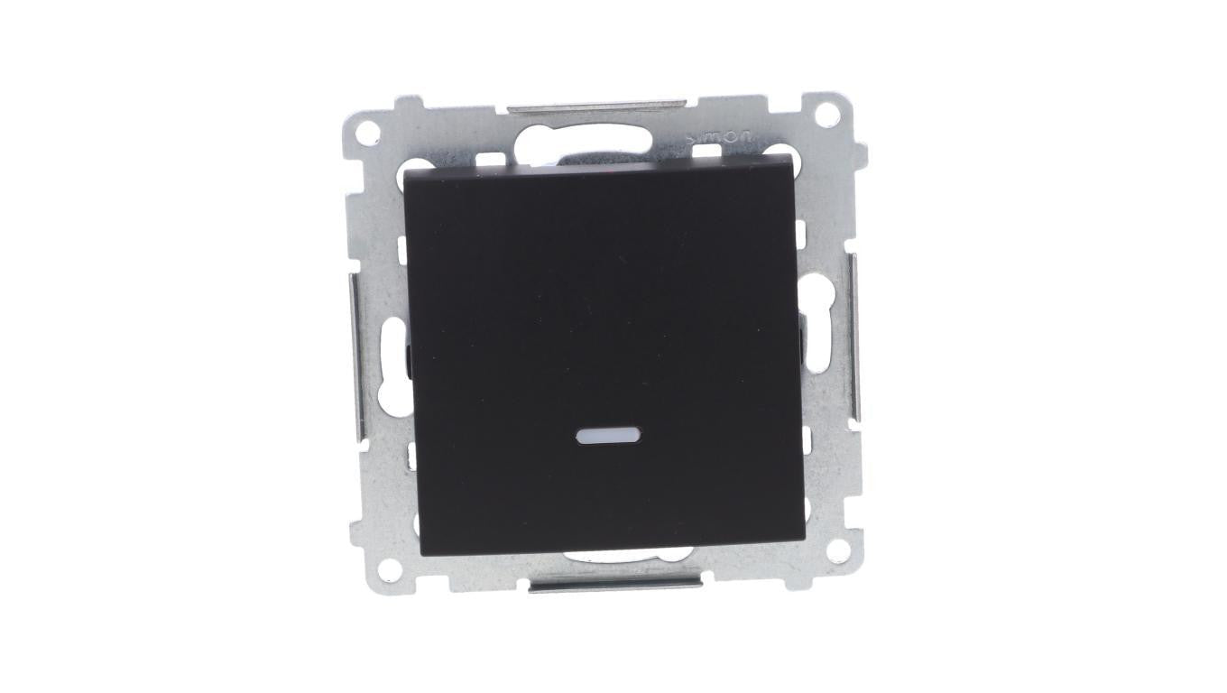 Simon 54 Łącznik jednobiegunowy z sygnalizacją załączenia LED (moduł) 10AX 250V szybkozłącza, czarny mat DW1ZL.01/49
