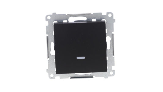 Simon 54 Łącznik jednobiegunowy z sygnalizacją załączenia LED (moduł) 10AX 250V szybkozłącza, czarny mat DW1ZL.01/49
