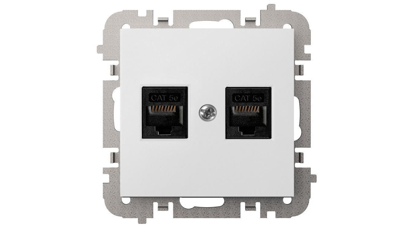 SANTRA gniazdo komputerowe 2x RJ45 bez ramki podtynkowe biały 4149-10