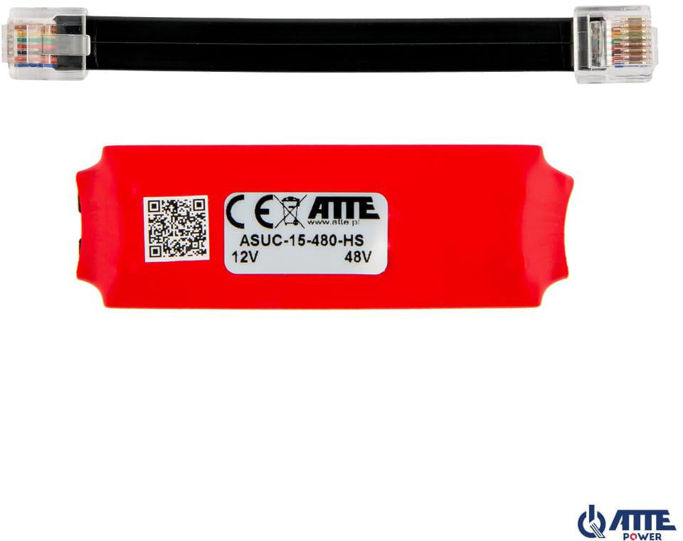 Adapter PoE PASSIVE podnoszący napięcie do 48V ATTE ASUC-15-480-HS