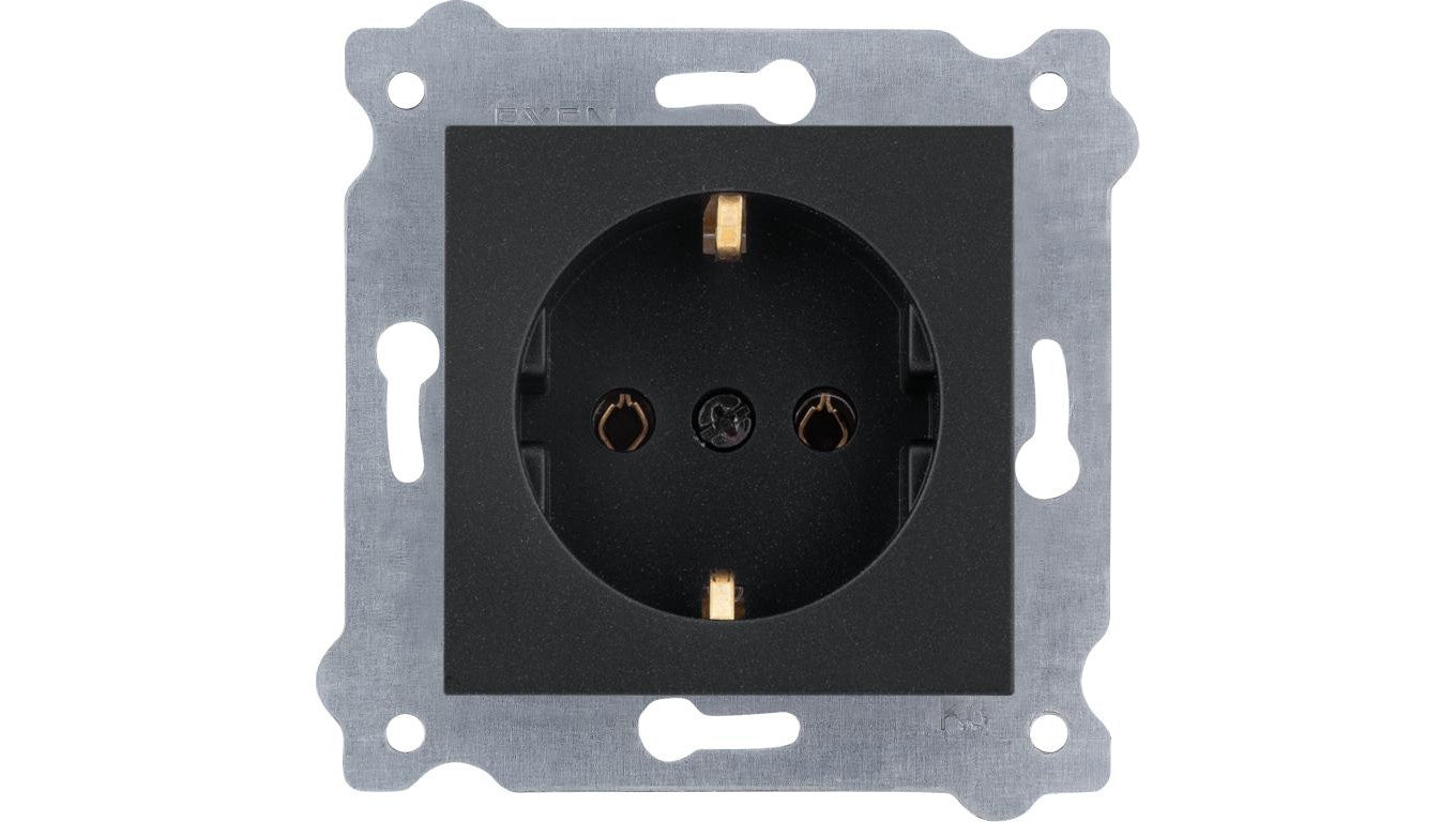 Gniazdo z uziemieniem Schuko 2P+E 16A 250V Czarny Metalik 237/14E EXEN