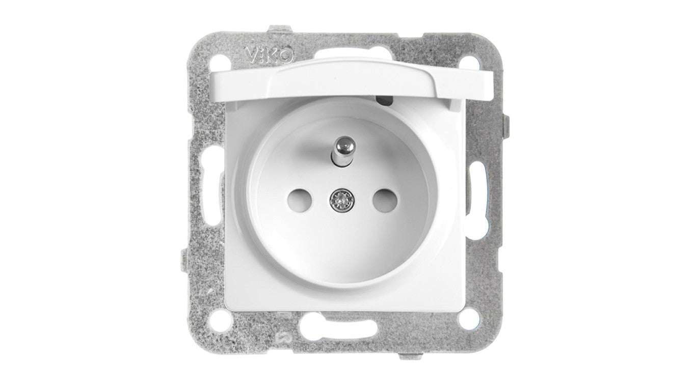 Panasonic LINNERA S Gniazdo pojedyncze z/u zprzesłonami z klapką biały 91440070