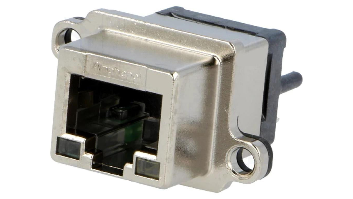 Gniazdo RJ45 z diodą LED UL94V-0 IP67 na panel THT proste MRJ-5481-01