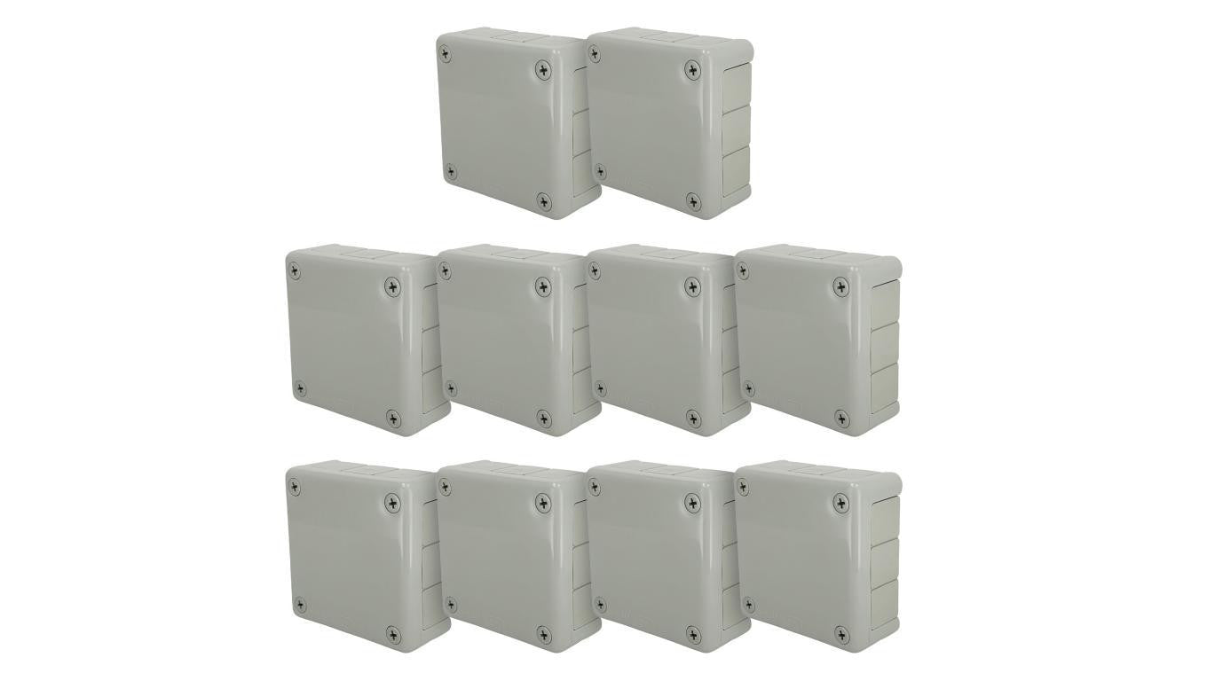 Puszka hermetyczna natynkowa 118x118x46mm 12-wlotowa z dławikami gumowymi, IP55 zamknięcie na wkręty szara EDO 10szt