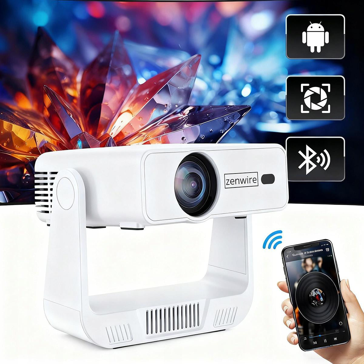 Mini Projektor Przenośny Rzutnik Android 14 WiFi 360 Full HD 4K do Telefonu Zenwire IMC260