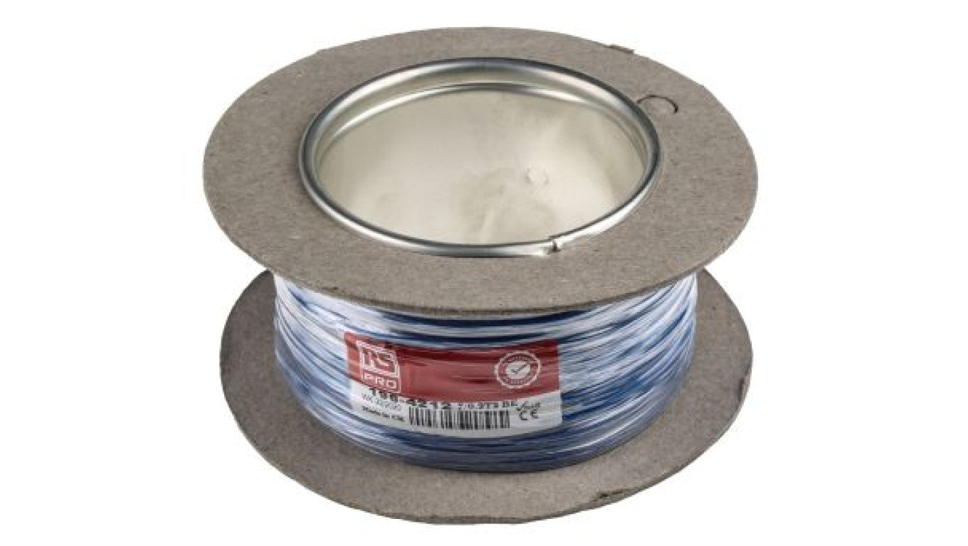 Przewód jednożyłowy linkowy, 0,2 mm², 7/0,2 mm, 24 AWG, PVC, 1 kV AC, Niebieski, dł. 100m, RS PRO