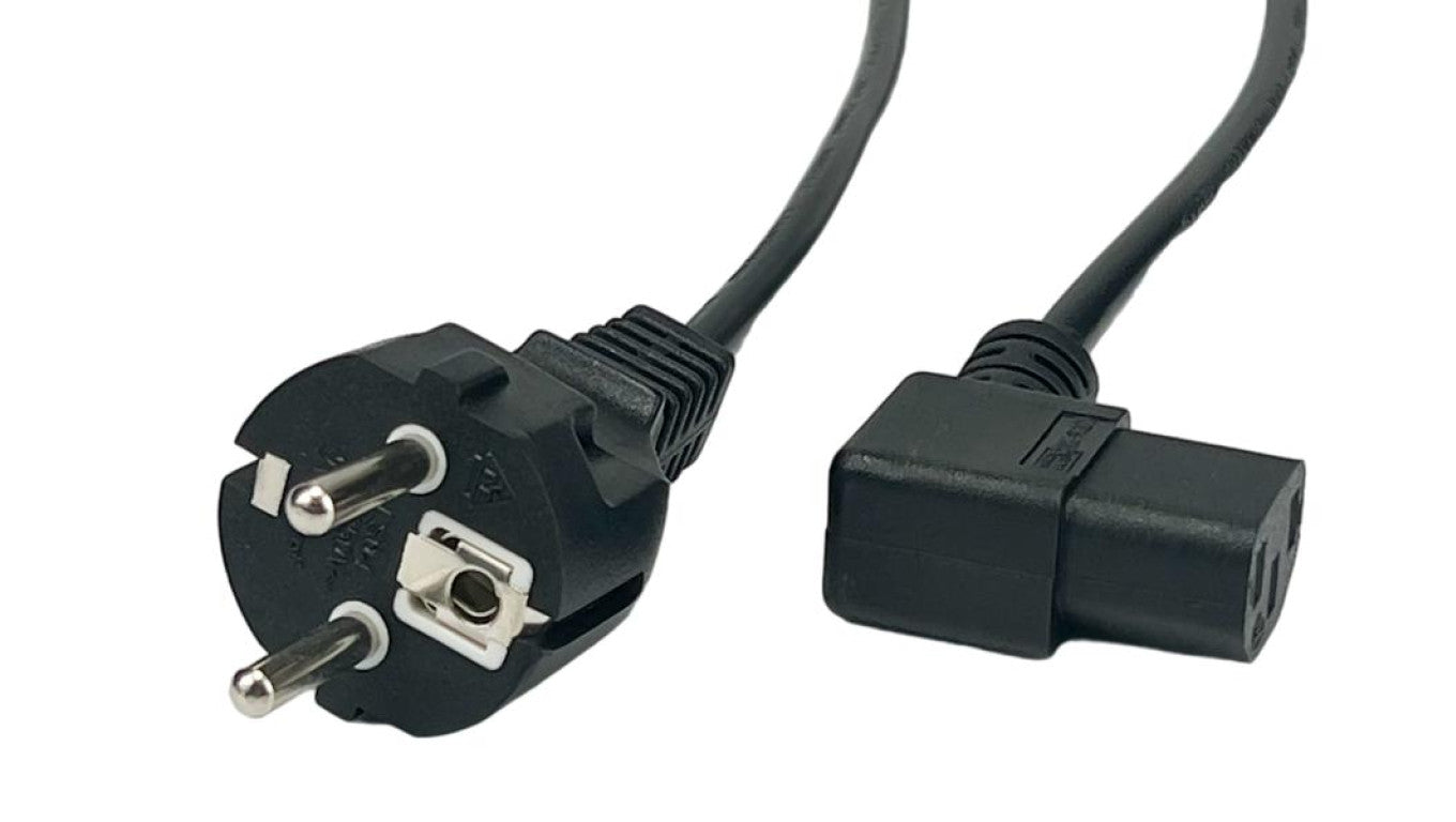 Przewód zasilający CEE7 IEC C13 L kątowy - POSAC-C13L-EU12 czarny 1,2m