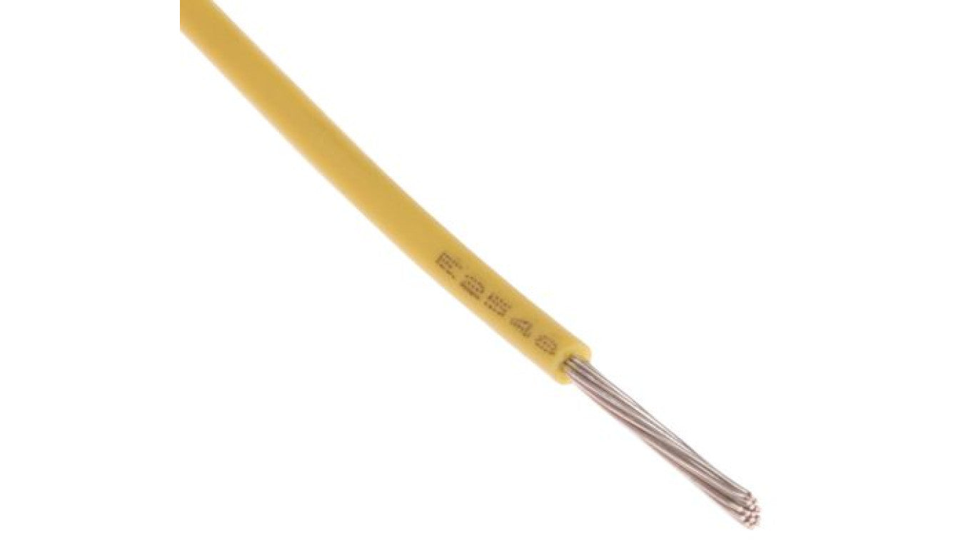 Przewód jednożyłowy linkowy, Przewód instalacyjny, 0,33 mm², 7/0,12 mm, 22 AWG, MPPE, 600 V, Żółty, dł. 100m, RS PRO