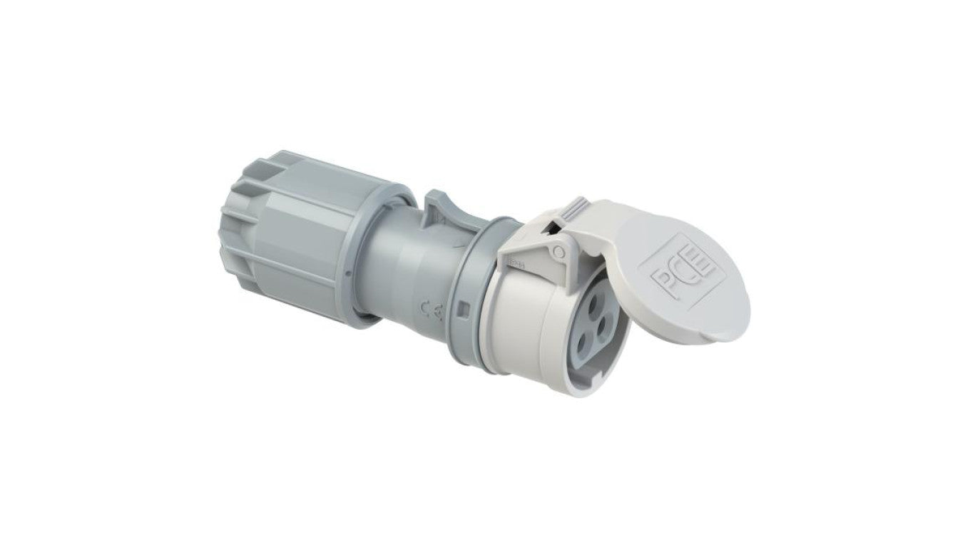 Gniazdo przenośne z klapką 3p 16A 42V AC IP44 na kabel TWIST PCE białe
